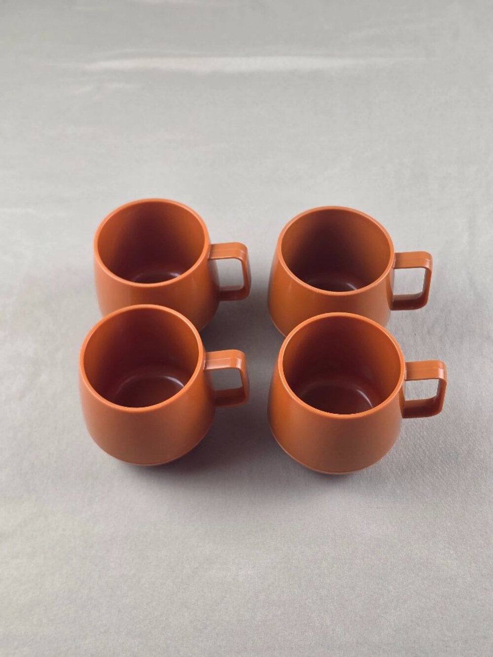 Vtg Melamine Insulated Hospital MCM Coffee Tea Mugs 8 oz. D-Line Orange Brown